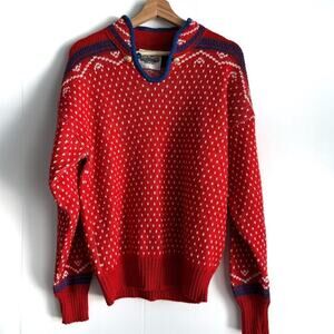 Vintage ALPS Merrimac Valley New England christmas sweater red size large